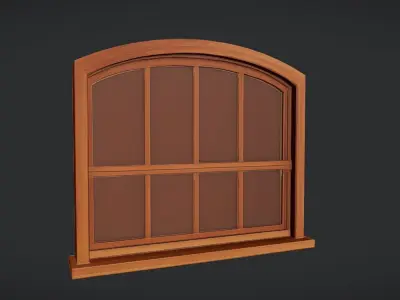arched wooden window frame 3D model