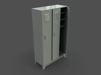 PBR School Gym Locker 08 - Pale Green Low-poly 3D model