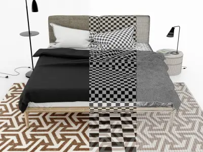 Scandinavian style bedroom set 3D model