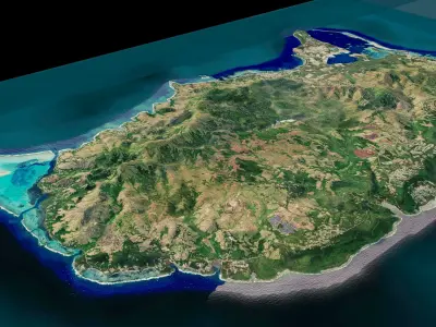 Guam Island 3d model terrain Low-poly 3D model