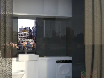 Modern Washroom Low-poly 3D model