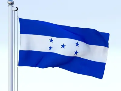 Animated Honduras Flag Low-poly 3D model