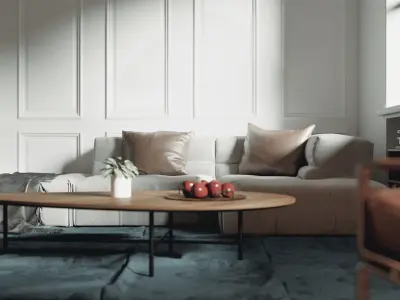 LivingRoom kitchen and bethroom 3D model