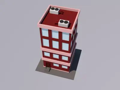 Cartoon House Low-poly 3D model 19