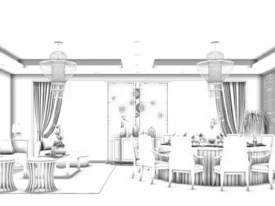 Business Restaurant - Coffee - Banquet  52 3D model