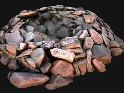Gold Deposits in the Ground Low-poly 3D model