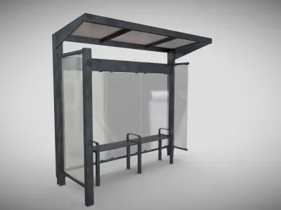 Modern Bus Stop Low-poly 3D model