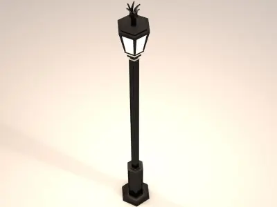 Elegant Antic Street Light Low Poly Low-poly 3D model