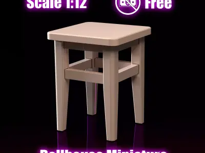 Miniature Dollhouse Stool 3D Model Free STL Free 3D print model