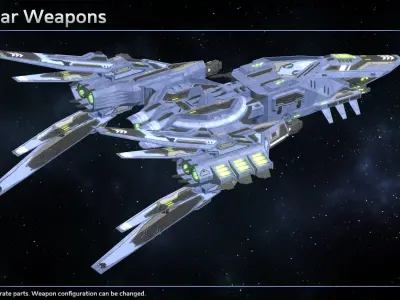 Spaceship Enkar Republic Interceptor Larham Low-poly 3D model