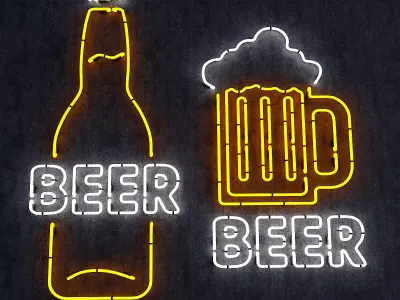 Neon Beer Sign Low-poly 3D model