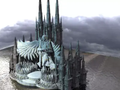 Ancient Ireland Giant causeway extended With Statue 3D 3D model