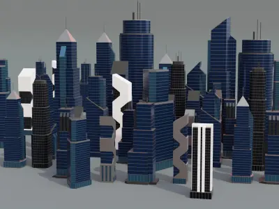 Low Poly Building Collection 3D Model Pack