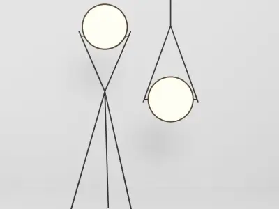 Dot Stance rotating floor lamp and pendant by Peter Bristol 3D model