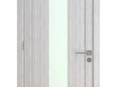 Door-079 wooden door with glass panel 3D model
