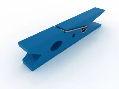 CLOTHES PEG BLUE PLASTIC Low-poly 3D model