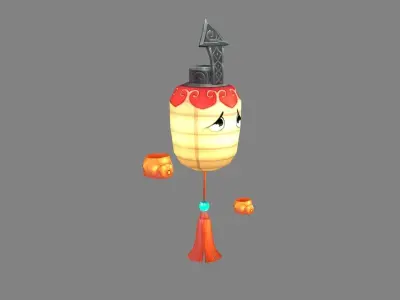 Cartoon Lantern character Low-poly 3D model