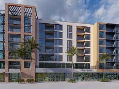 Mixed-use 6 stories multifamily over retail podium  3D model