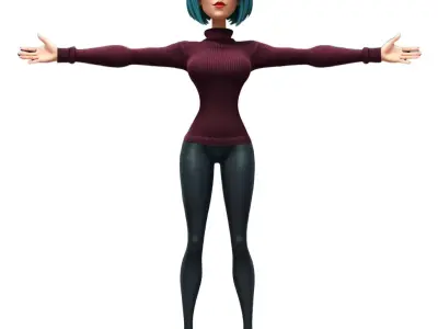 Stylish Cyan Character model pack Low-poly 3D model