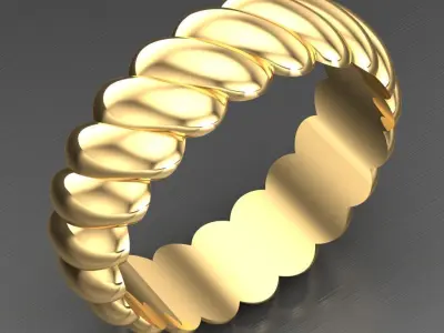 Light Gold Diamond Men Ring 2MR097 3D model
