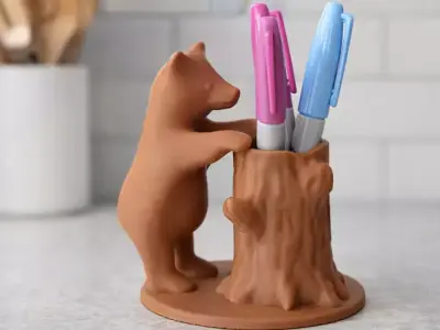 Bear Pen Holder Desk Organizer 3d printable stl 3D print model