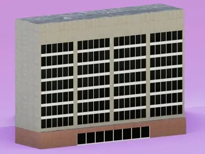 Pack of 4 office building Low-poly 3D model