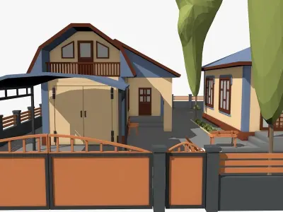 Cartoon Village House Low-poly 3D model