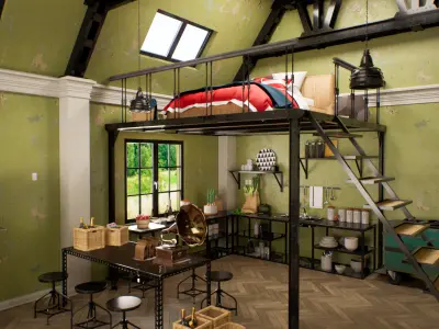 Loft Interior Scene  3D model