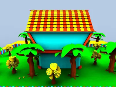 3d cartoon village house toon  Low-poly 3D model