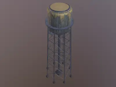 Farm Water Tower Low-poly 3D model