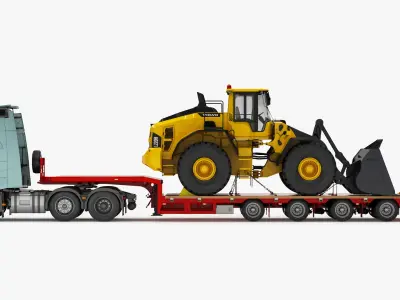  Volvo FH and Loader VOLVO L220H on Lowboy Trailer 