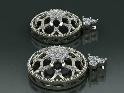 Nocturne Rosette Earrings jewelry 3D model - for Her 3D print model