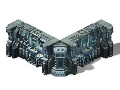 Sci Fi Building-connection wall 10 3D model