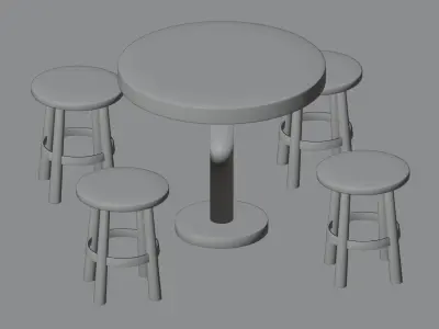 Classic Set  Table Stool 3D model