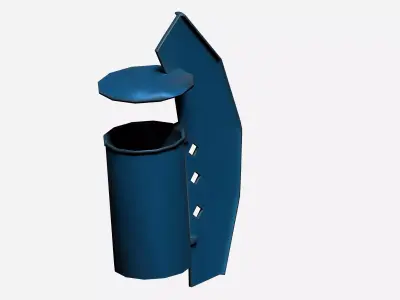 Blue metal modern cage type trash can Low-poly 3D model