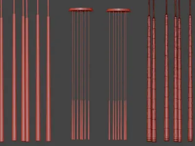 Slim lamps Low-poly 3D model