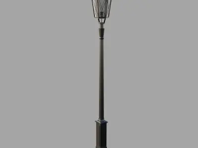 Old metal lamp post Low-poly 3D model