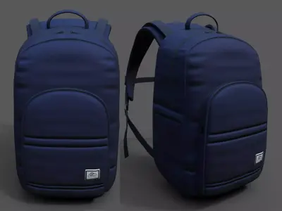 Backpack Camping Generic military color bag pockets product  Low-poly 3D model