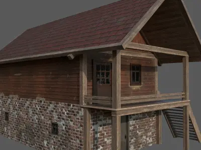 Old wooden house Exterior Interior Low-poly 3D model