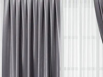 Curtain room with curtains and wooden floor 3D model