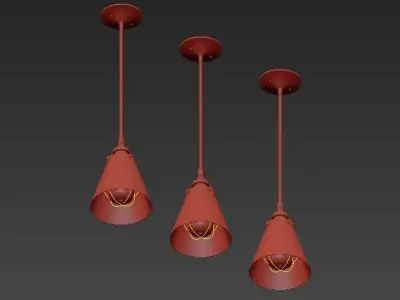 Globe three pendant lights with glass shades 3D model
