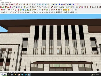 neoclassical shopping mall building 3D model