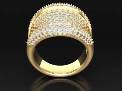 Light Gold Diamond Men Ring 2MR008 3D model