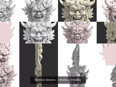 Balinese Demons - 3 Models 3D Model Pack