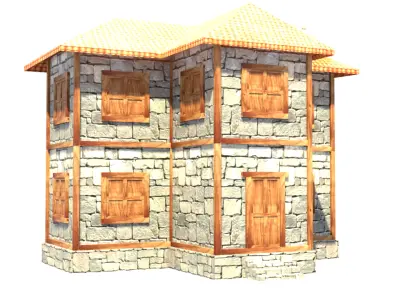 medieval house low poly village town residential house  65 Low-poly 3D model