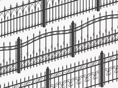 IRON MODULAR FENCES SET VOL 1 Low-poly 3D model