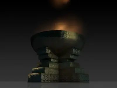 Ancient brazier fire pit bowl  Low-poly 3D model