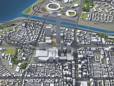 Seoul - Gangnam Low-poly 3D model