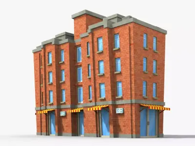 Cartoon Building x26 Low-poly 3D model