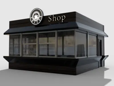 Coffee pavilion Low-poly 3D model